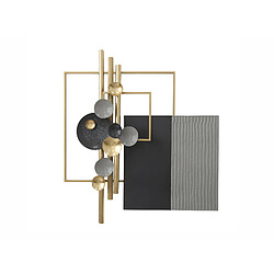 Alexandra House Living Panneau décoratif abstrait. Carrés à motifs dorés, noirs et gris. Dimensions : 84 x 95 cm et 84 x 10 x 95 cm.