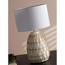 Alexandra House Living Lampe de table Athit Natural 46 cm Blanc 27 cm de diamètre x 46 cm de hauteur
