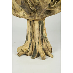 Alexandra House Living Table de salle à manger en racine de teck massif avec plateau en verre 130D x 76 cm. 130D x 76 cm