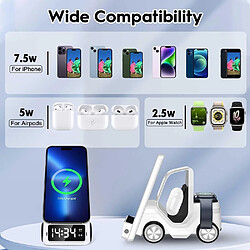 Chargeur Sans Fil 5-en-1 Forme Voiture Avec Réveil Et Lumière Ambiance YONIS