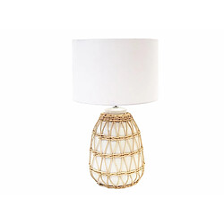 Alexandra House Living Lampe de table Athit Natural 46 cm Blanc 27 cm de diamètre x 46 cm de hauteur