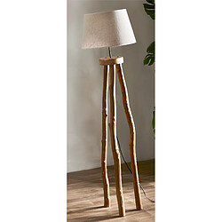 Alexandra House Living Lampadaire trépied Mileto, bois naturel, abat-jour beige, diamètre 158 cm x 40 cm