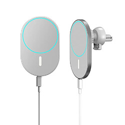Chargeur Magsafe Sans Fil 15W Pour Voiture Avec Rotation 360 Et Fixation Sécurisée Blanc YONIS