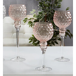 Alexandra House Living Tasse hexagonale en verre rose pâle 40 cm. S/3 13Dx30/35/40 cm