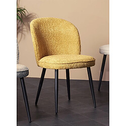 Alexandra House Living Chaise Isuan Alpaca Moutarde avec Pieds Noirs 52X61X80 cm