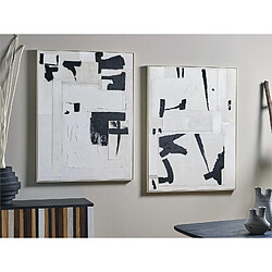 Alexandra House Living Peinture abstraite. Lignes noires sur fond blanc. 92 x 122 cm. Lot de 2 : 92 x 4 x 122 cm.