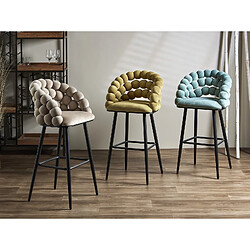 Avis Alexandra House Living Tabouret de bar Nimpha, velours bleu, 54 x 45 x 109 cm