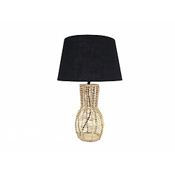 Alexandra House Living Lampe de table en fibre naturelle Pant. Lin noir 48 cm. 28 cm de diamètre x 48 cm de hauteur
