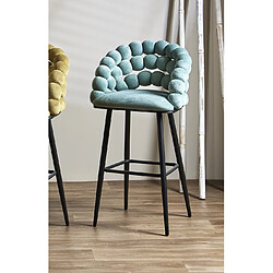 Alexandra House Living Tabouret de bar Nimpha, velours bleu, 54 x 45 x 109 cm