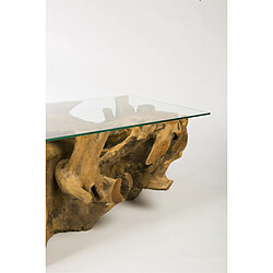 Avis Alexandra House Living Table basse en racine de teck massif avec plateau en verre 120 x 60 x 45 cm
