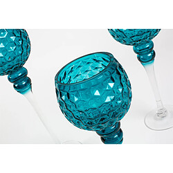 Alexandra House Living Tasse hexagonale en verre bleu 40 cm. S/3 13Dx30/35/40 cm