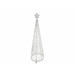 Alexandra House Living Sapin de Noël conique blanc avec LED à piles, 128 cm. 39 cm de diamètre x 128 cm de hauteur