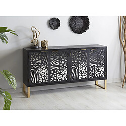 Alexandra House Living Buffet miroir 4P. Ksenia Noir 150 x 35 x 80 cm. 150 x 35 x 80 cm