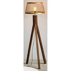 Alexandra House Living Lampadaire trépied Addis avec abat-jour en maille dorée, 145 cm. 45D x 145 cm