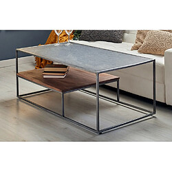 Alexandra House Living Table basse en pierre d'acacia/métal/pierre 120 x 60 x 45 cm