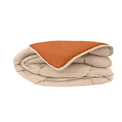 POYET MOTTE CALGARY Couette 140 x 200 cm 4 saisons microfibre bicolore Gris galet Marron gingembre pas cher