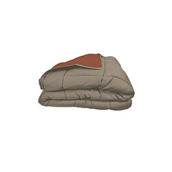 Avis POYET MOTTE CALGARY Couette 140 x 200 cm 4 saisons microfibre bicolore Gris galet Marron gingembre