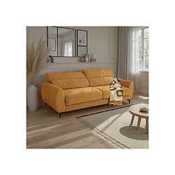DUNLOPILLO SAFIAA23023972 Canapé convertible 2/3 places ocre tissu gaufré matelas 15 cm
