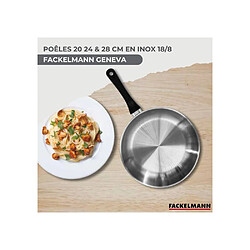 Fackelmann REF.9445250B88 Batterie 3 poêles inox 18/8 20/24/28 cm + 6 ustensiles inox