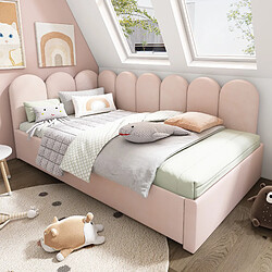 Avis Blossom Paris Lit canapé capitonné 90x200 / lit extensible 90x190, enfant, cadre lattes, velours rose (sans matelas)