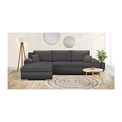 Nada INDIAN Canapé d'angle 5 places convertible velours côtelé gris foncé 289x94/188x88 cm