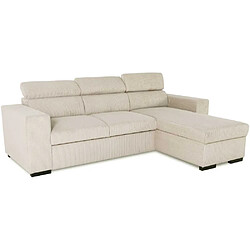 Kein Hersteller VICOMTE Canapé d'angle 4 places convertible velours côtelé beige 237x167x88 cm
