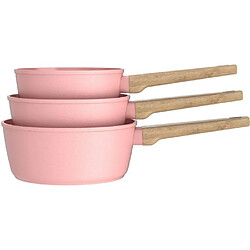 Arthur Martin AM0702 Set de 3 casseroles Ø16/18/20 cm Céramique Rose