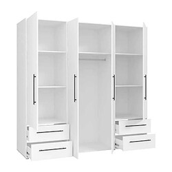 Mokinoo Armoire 4 portes avec tiroirs - Blanc mat pas cher