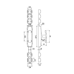 Jardinier Massard RY 51 Crémone de fenêtre Bouton standard peint époxy noir