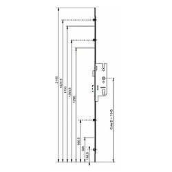 Ferco 6-33162-07-0-1 Crémone 2150 mm têtière 16 mm backset 35/70 côte D 1045 mm