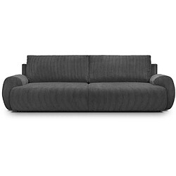 Nada MILO Canapé convertible 3 places 254 x 99 x 84 cm velours côtelé gris anthracite coffre