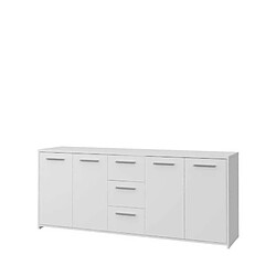 FINPILVI01120 Buffet bas 4 portes 3 tiroirs blanc mat L 179 x P 42 x H 74,5 cm