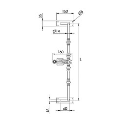 Torbel 555250 Tringle de croisée CR 55 L2500 acier brut
