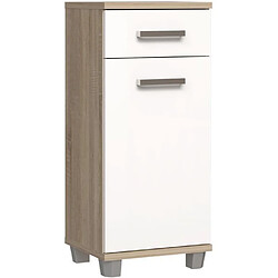 Forte-Forte Meuble vasque de salle de bain - L 40,2 x P 34,8 x H 90,8 cm - Blanc et chêne - VERIS