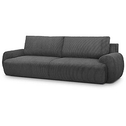 Nada MILO Canapé convertible 3 places 254 x 99 x 84 cm velours côtelé gris anthracite coffre