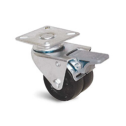 Guitel 861011 Roue jumelée 50 mm platine carrée pivotante avec frein