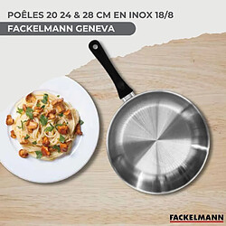 Fackelmann REF.9445250B88 Batterie 3 poêles inox 18/8 20/24/28 cm + 6 ustensiles inox