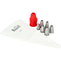 Birkmann BIR4026883410879 Poche à douille EASY BAKING tissu 6 embouts inox adaptateur rouge 9 x 14,5 x 5,7 cm