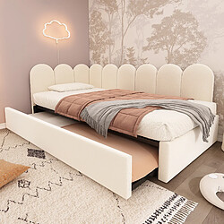 Acheter Blossom Paris Lit canapé capitonné 90x200 / lit extensible 90x190, enfant, cadre lattes, velours beige (sans matelas)