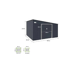 Astro EMCNCF Abri de jardin métal 11,01 m² 343x321x162-210 cm 2 portes coulissantes gris anthracite pas cher