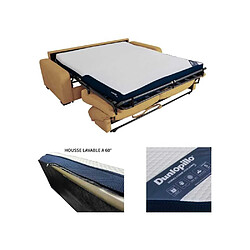 DUNLOPILLO SOAA23023922 Canapé convertible 3 places tissu gaufré ocre 215x100x91 cm pas cher