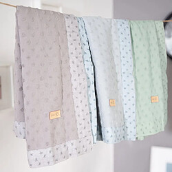 Couverture bébé bio ROBA Lil Planet 80x80 cm, certifiée GOTS, motif à pois, verte pas cher