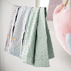 Acheter Couverture bébé bio ROBA Lil Planet 80x80 cm, certifiée GOTS, motif à pois, verte