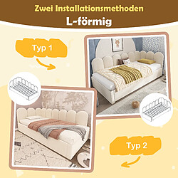 Blossom Paris Lit canapé capitonné 90x200 / lit extensible 90x190, enfant, cadre lattes, velours beige (sans matelas) pas cher