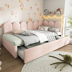 Acheter Blossom Paris Lit canapé capitonné 90x200 / lit extensible 90x190, enfant, cadre lattes, velours rose (sans matelas)