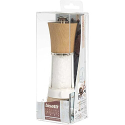 bisetti Pisa Moulin à sel 18 cm Bois Acrylique Mécanisme métal