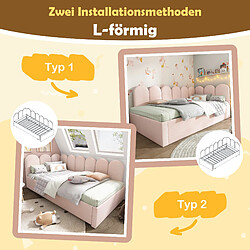 Blossom Paris Lit canapé capitonné 90x200 / lit extensible 90x190, enfant, cadre lattes, velours rose (sans matelas) pas cher