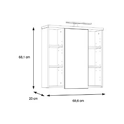 Forte-Forte VERH11NBQ34 Armoire 1 porte miroir Chêne Sonoma LED pas cher