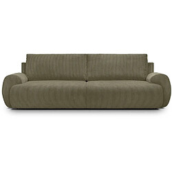 Anonymes MILO Canapé convertible 3 places velours côtelé vert kaki 254 x 99 x 84 cm