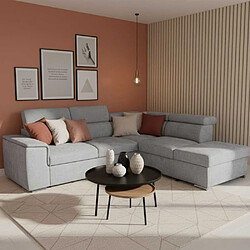 Nada Canapé d'angle convertible réversible - 5 places - DAYTONA - Tissu Silver - Coffre - 260...